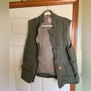 Vintage Carhartt Olive Green Sherpa-Lined Vest